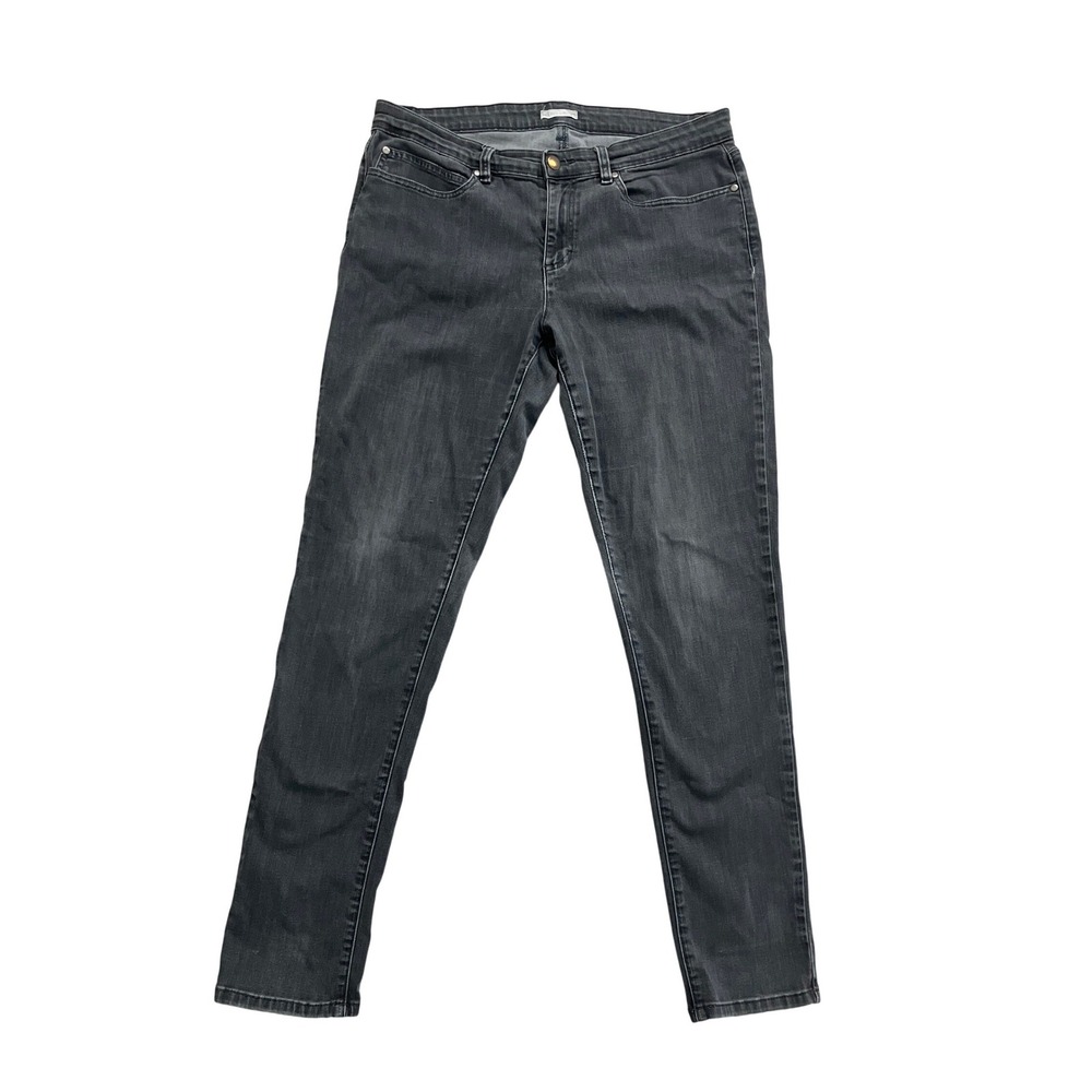 Eileen Fisher Womens Gray Organic Cotton‎ Stretch Skinny Jeans Size 14 Casual